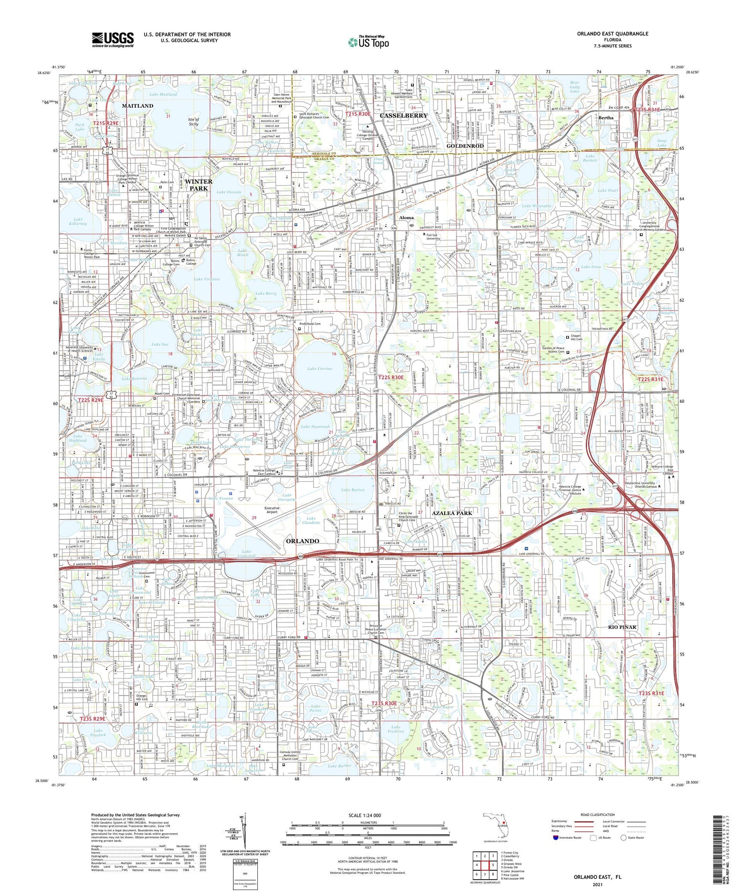 Orlando East Florida US Topo Map Image