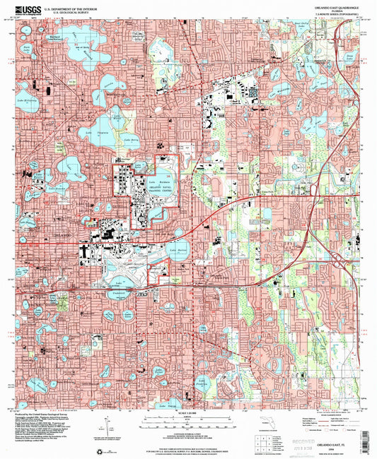 Classic USGS Orlando East Florida 7.5'x7.5' Topo Map Image