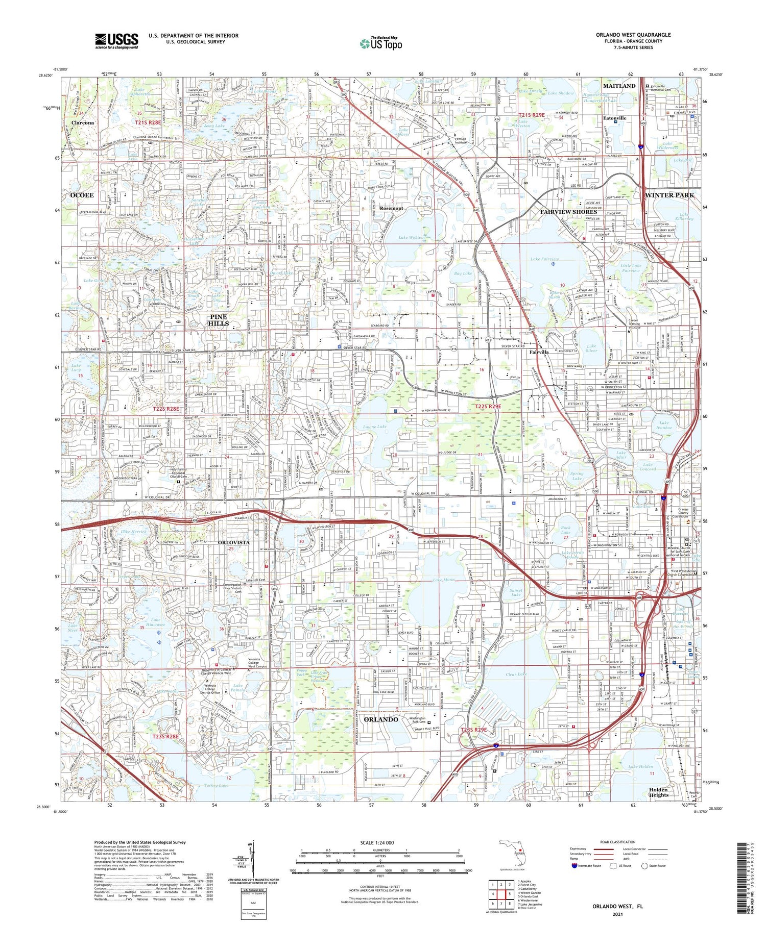 Orlando West Florida US Topo Map Image