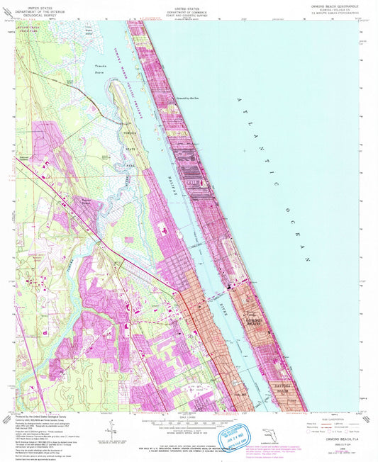 Classic USGS Ormond Beach Florida 7.5'x7.5' Topo Map Image
