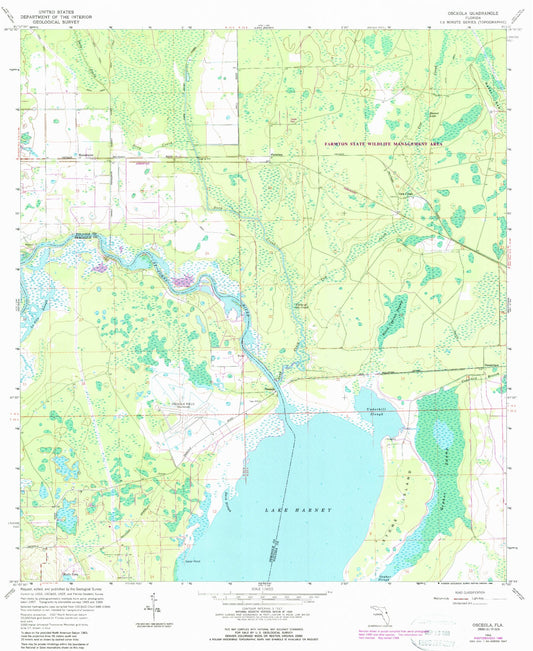 Classic USGS Osceola Florida 7.5'x7.5' Topo Map Image