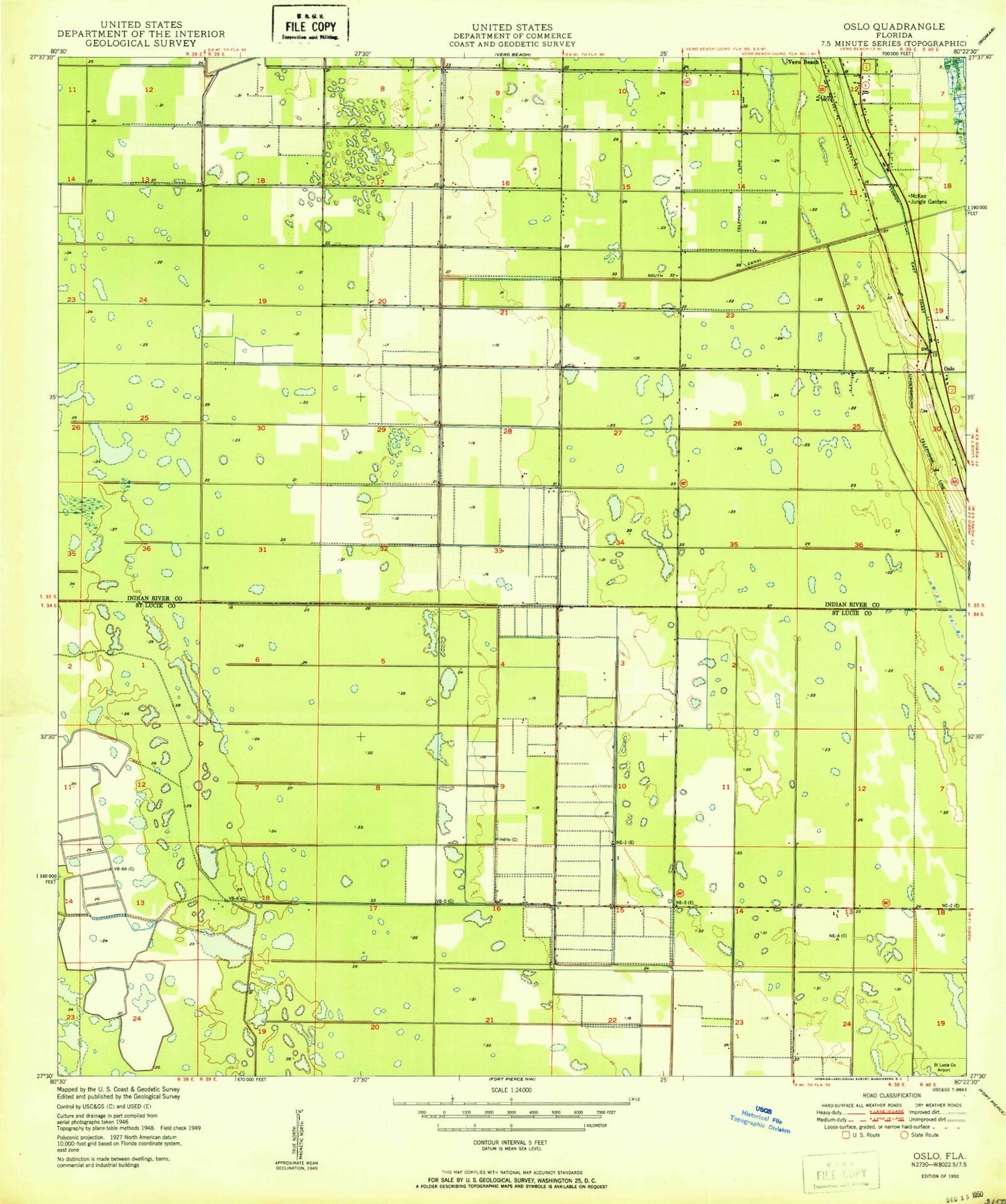 Classic USGS Oslo Florida 7.5'x7.5' Topo Map Image