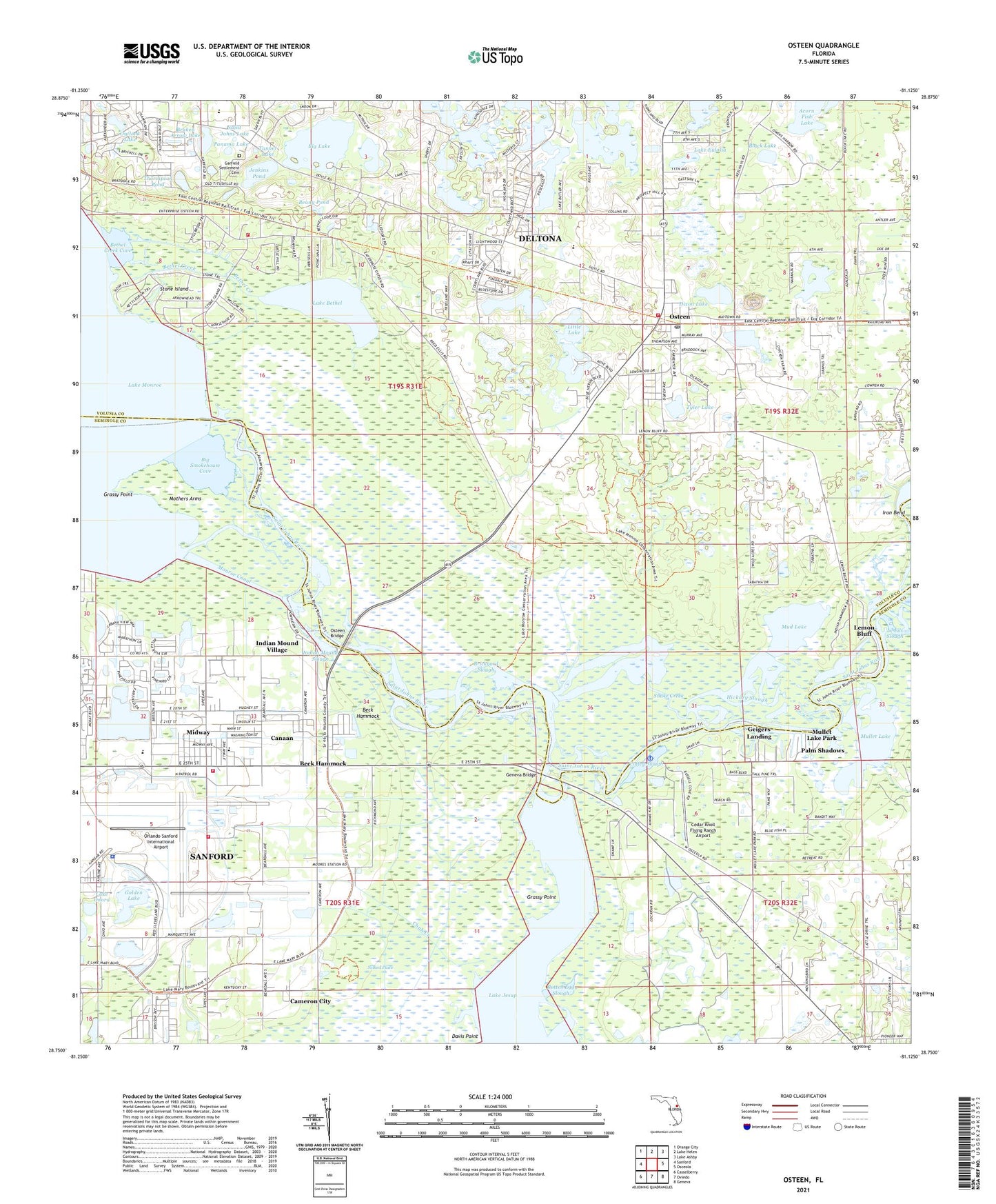 Osteen Florida US Topo Map Image