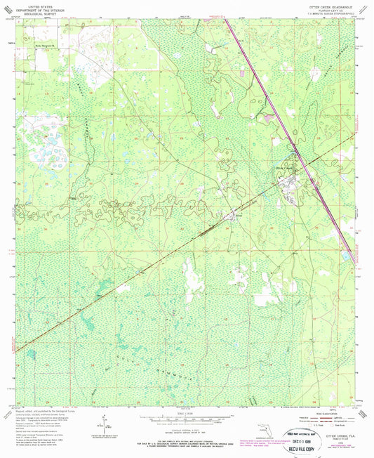 Classic USGS Otter Creek Florida 7.5'x7.5' Topo Map Image