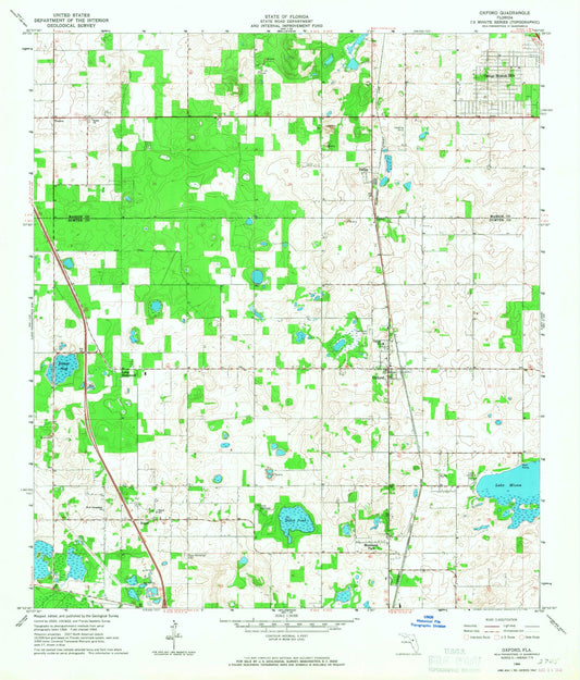 Classic USGS Oxford Florida 7.5'x7.5' Topo Map Image