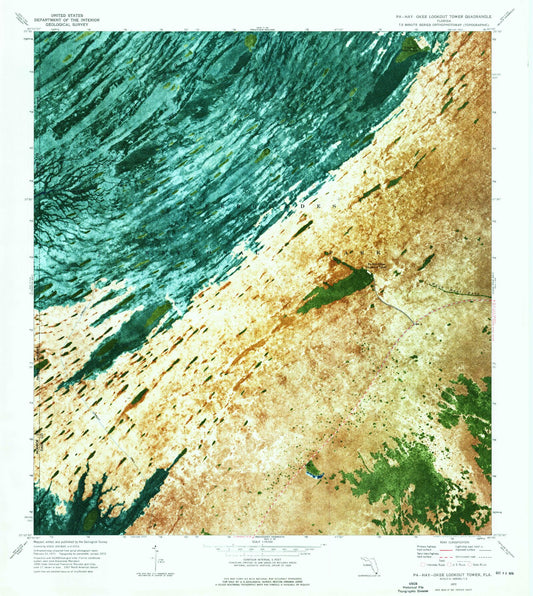 Classic USGS Pa-Hay-Okee Lookout Tower Florida 7.5'x7.5' Topo Map Image