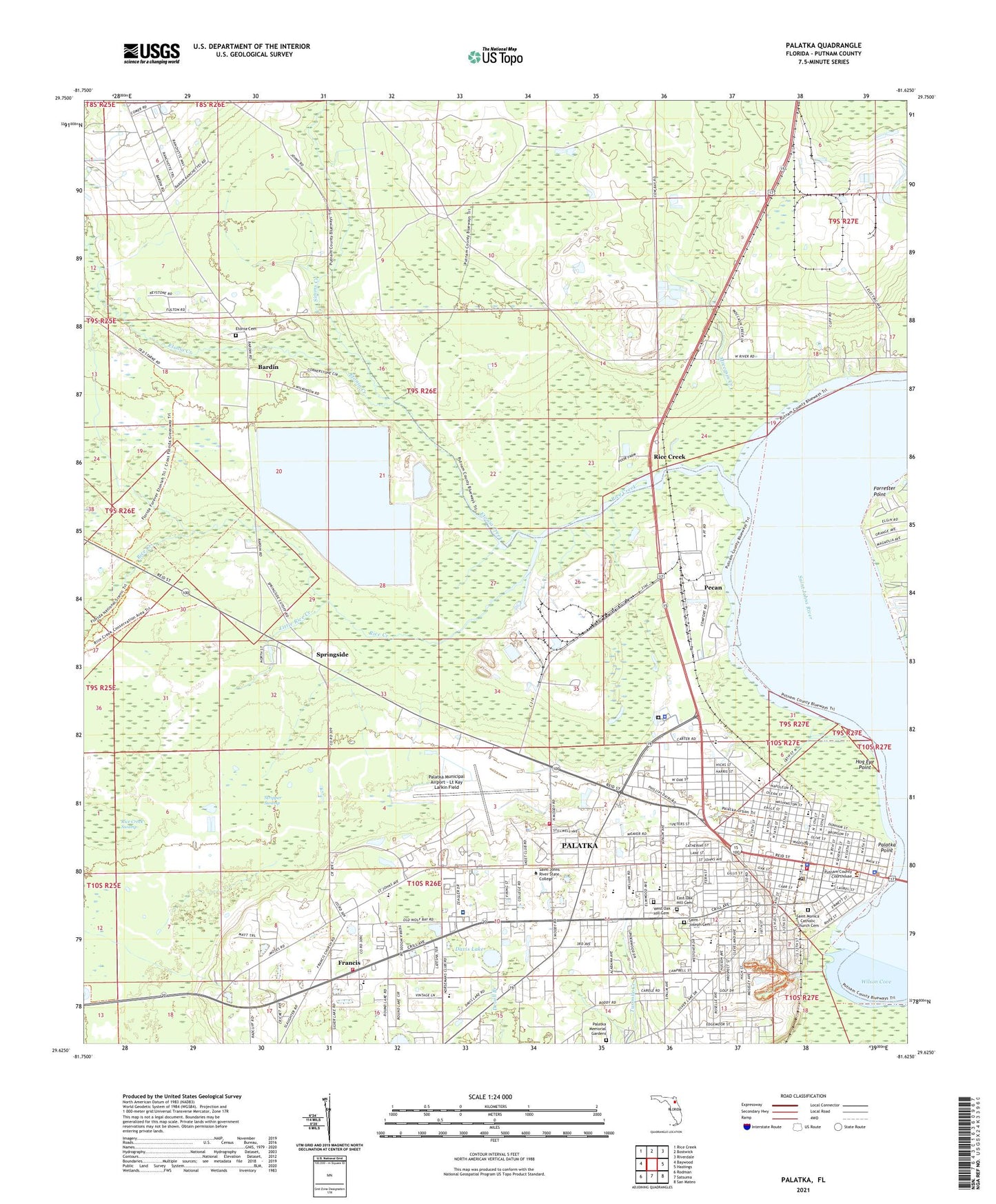 Palatka Florida US Topo Map Image