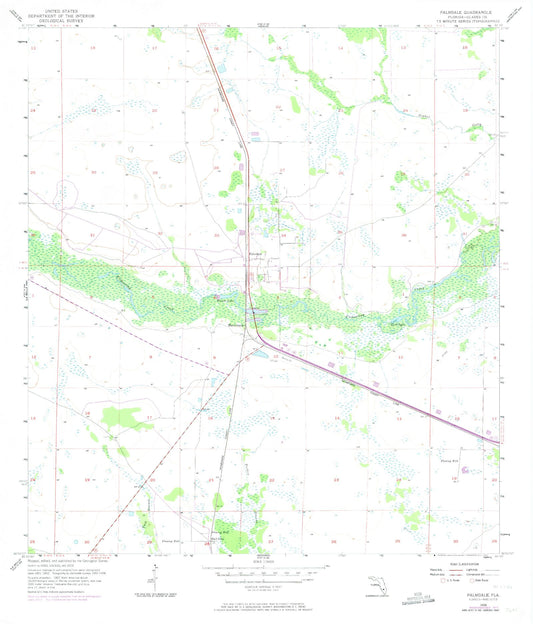Classic USGS Palmdale Florida 7.5'x7.5' Topo Map Image