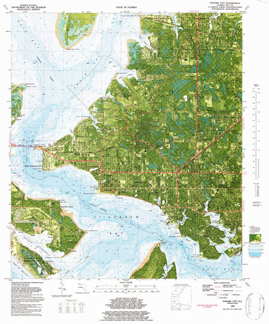 Classic USGS Panama City Florida 7.5'x7.5' Topo Map Image