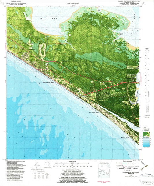 Classic USGS Panama City Beach Florida 7.5'x7.5' Topo Map Image