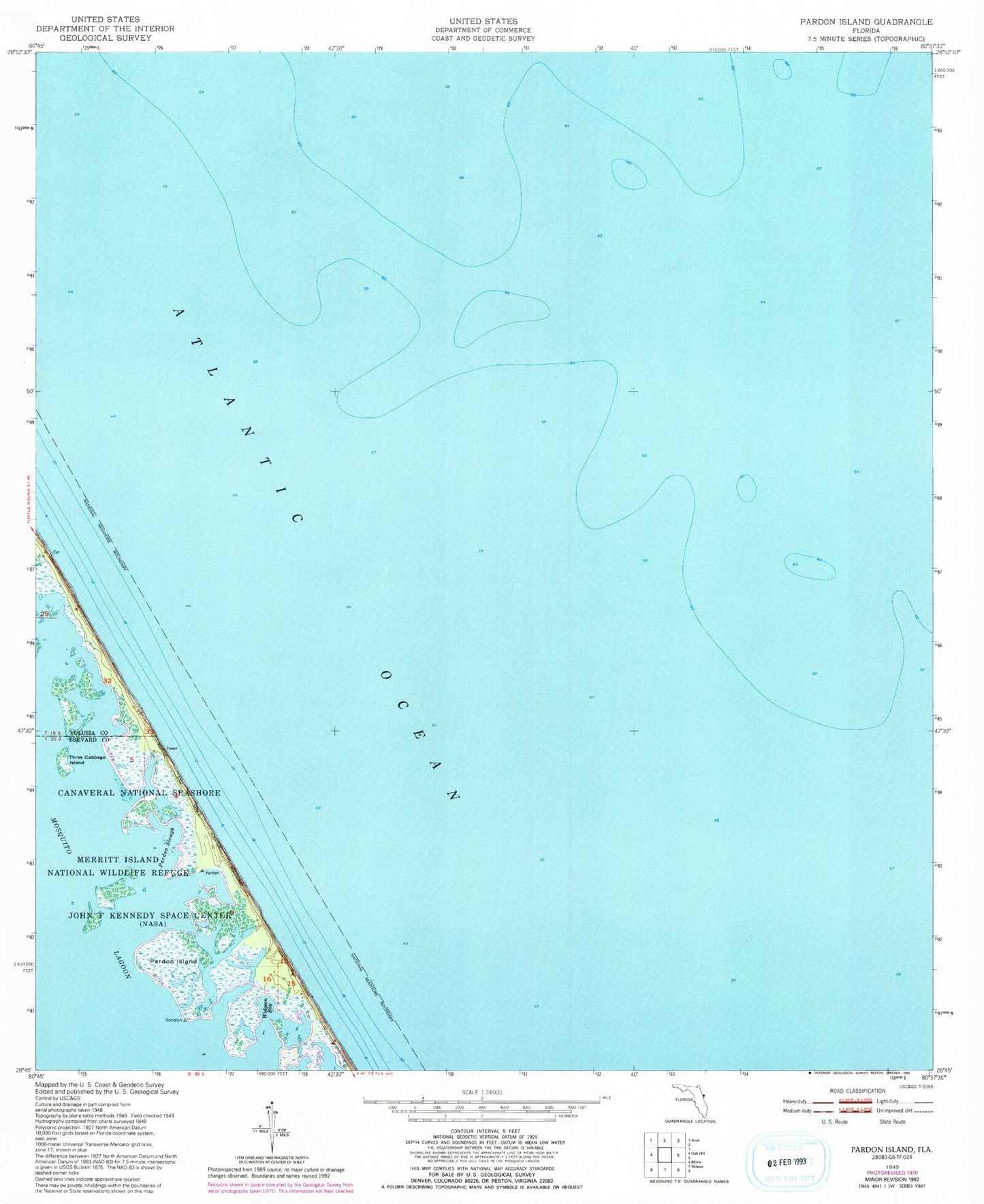 Classic USGS Pardon Island Florida 7.5'x7.5' Topo Map Image