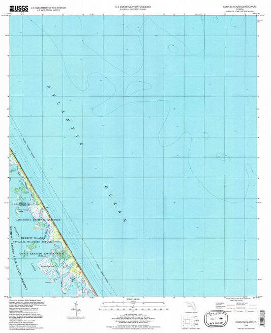 Classic USGS Pardon Island Florida 7.5'x7.5' Topo Map Image