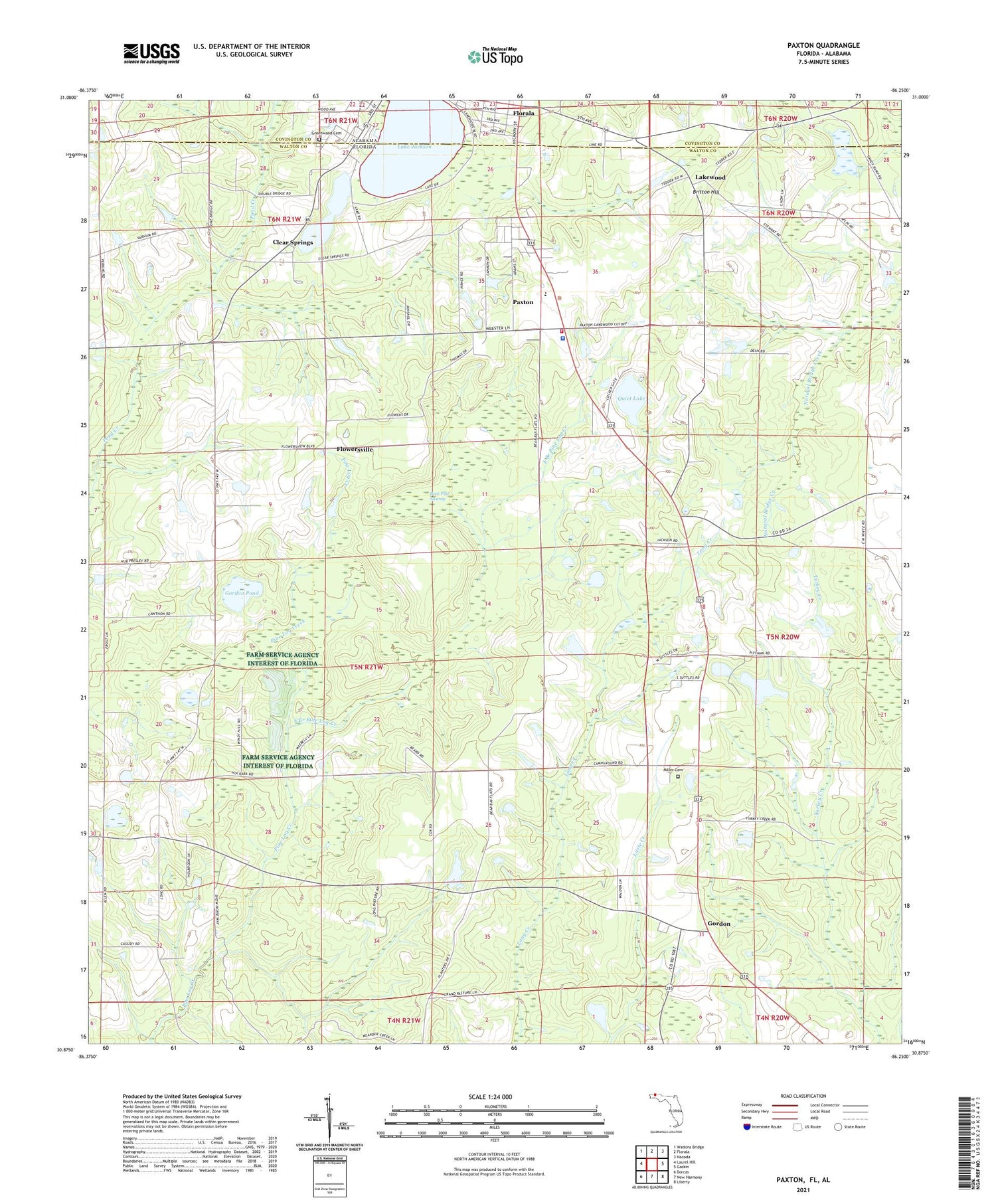 Paxton Florida US Topo Map Image