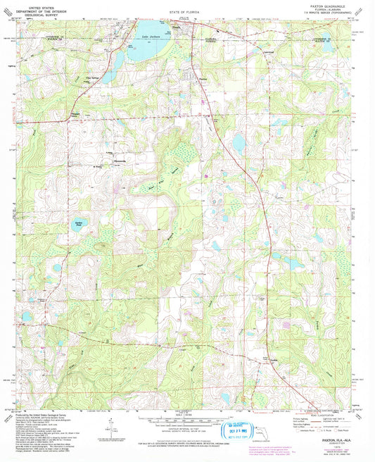 Classic USGS Paxton Florida 7.5'x7.5' Topo Map Image