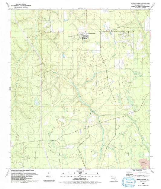 Classic USGS Penney Farms Florida 7.5'x7.5' Topo Map Image