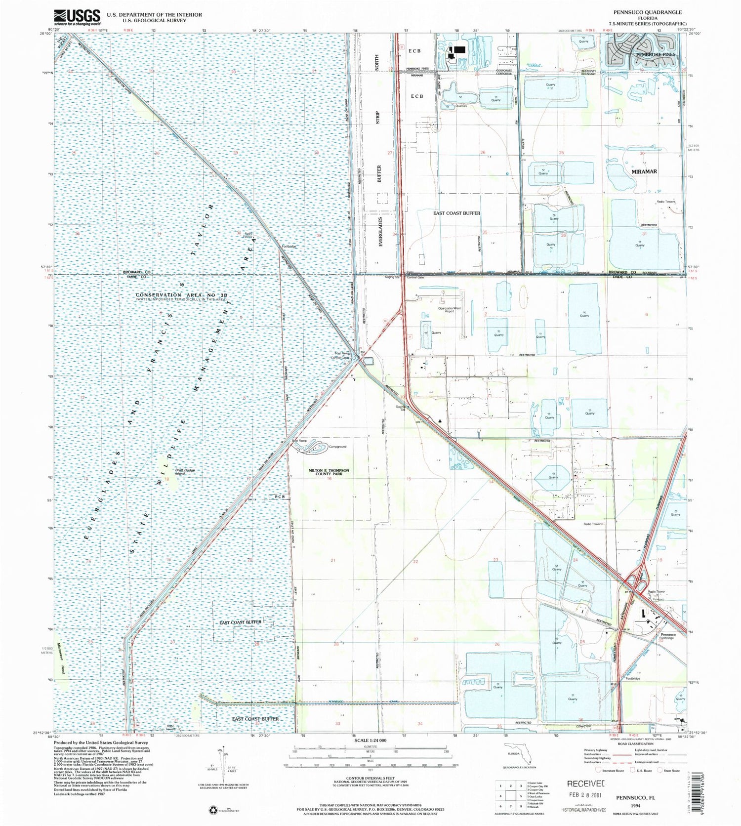 Classic USGS Pennsuco Florida 7.5'x7.5' Topo Map Image