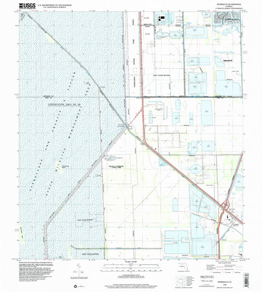 Classic USGS Pennsuco Florida 7.5'x7.5' Topo Map Image
