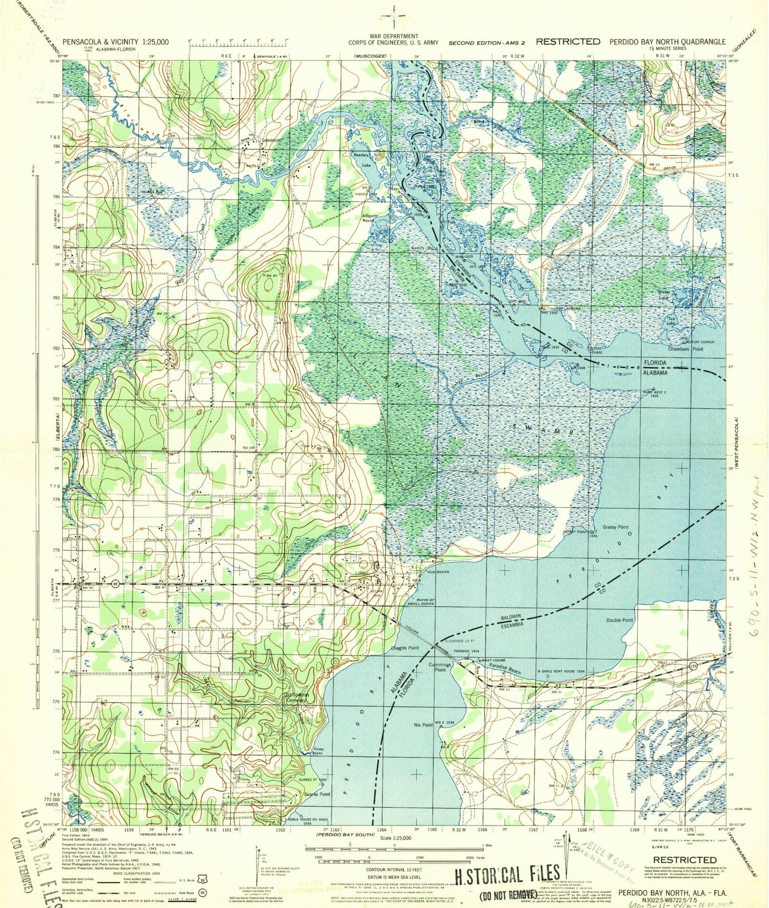 Classic USGS Lillian Alabama 7.5'x7.5' Topo Map Image