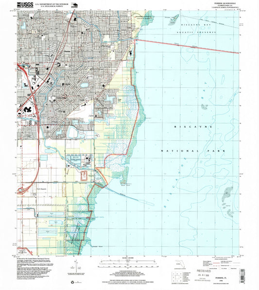 Classic USGS Perrine Florida 7.5'x7.5' Topo Map Image