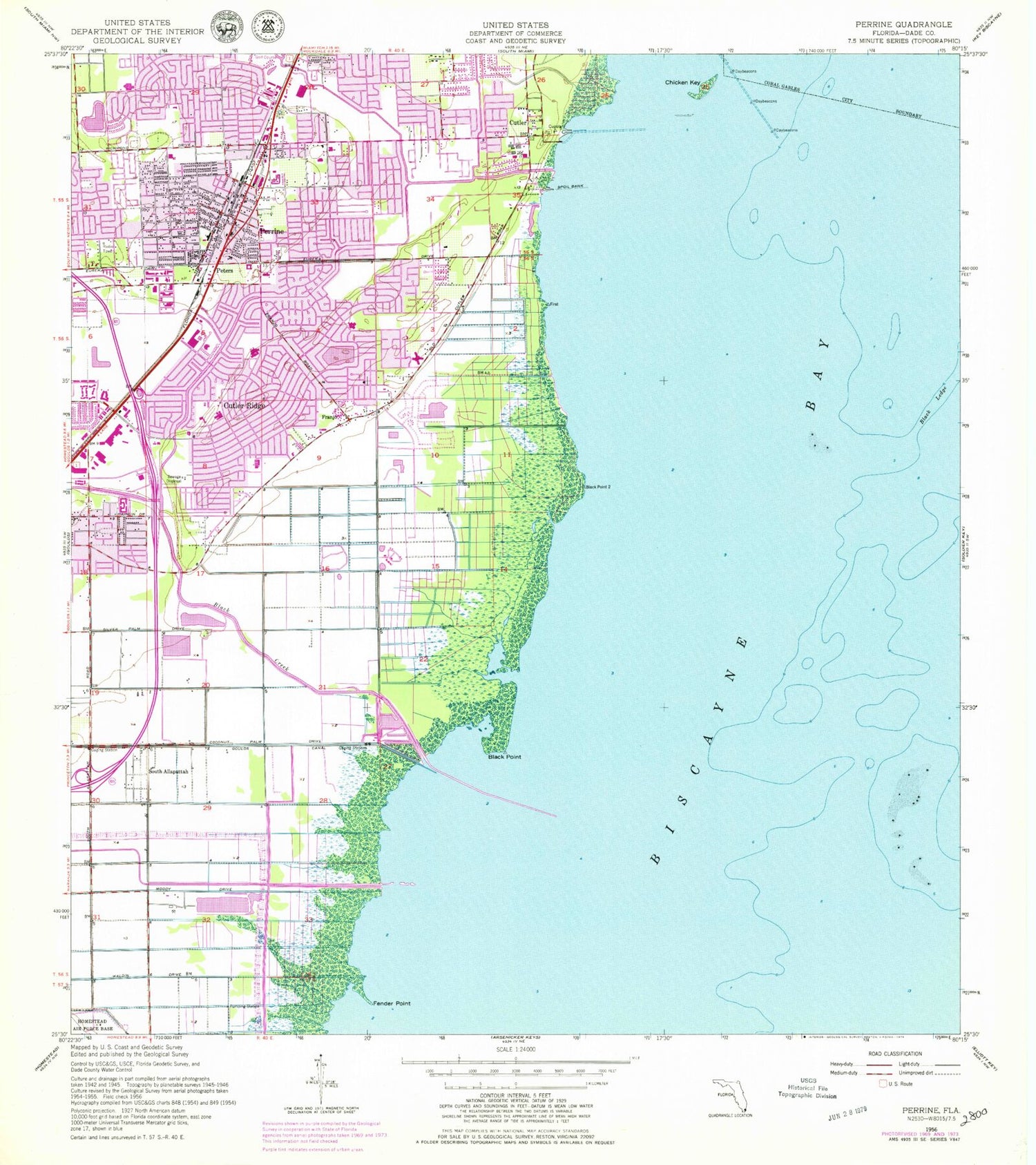 Classic USGS Perrine Florida 7.5'x7.5' Topo Map Image