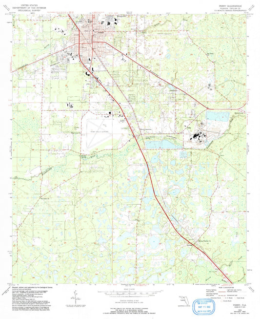 Classic USGS Perry Florida 7.5'x7.5' Topo Map Image