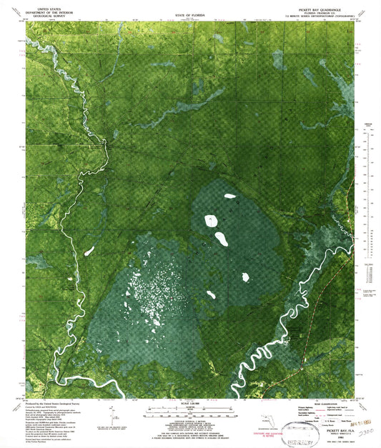 Classic USGS Pickett Bay Florida 7.5'x7.5' Topo Map Image