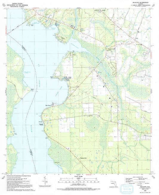 Classic USGS Picolata Florida 7.5'x7.5' Topo Map Image