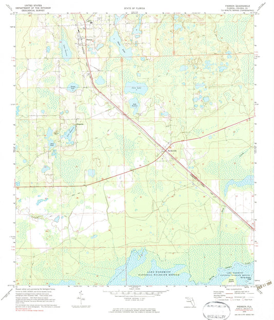 Classic USGS Pierson Florida 7.5'x7.5' Topo Map Image