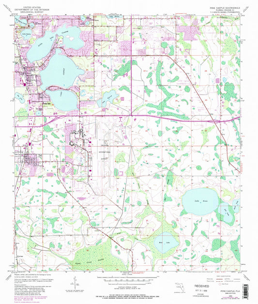Classic USGS Pine Castle Florida 7.5'x7.5' Topo Map Image