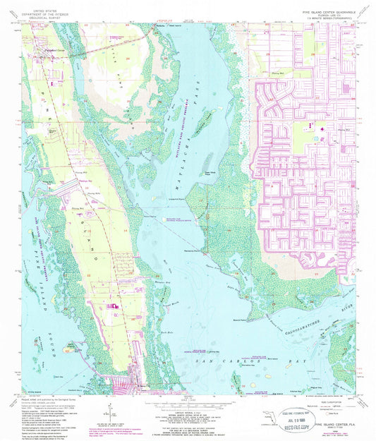 Classic USGS Pine Island Center Florida 7.5'x7.5' Topo Map Image