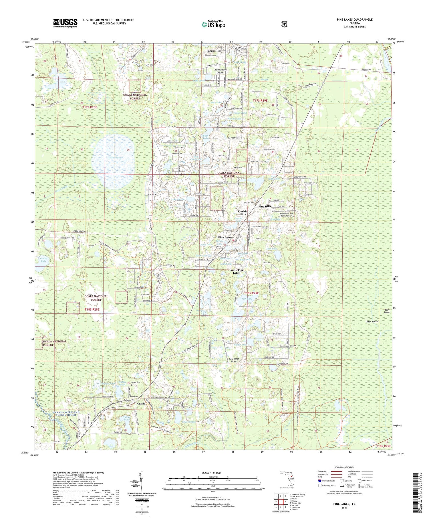Pine Lakes Florida US Topo Map Image