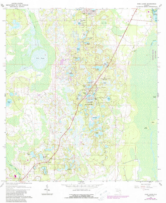 Classic USGS Pine Lakes Florida 7.5'x7.5' Topo Map Image