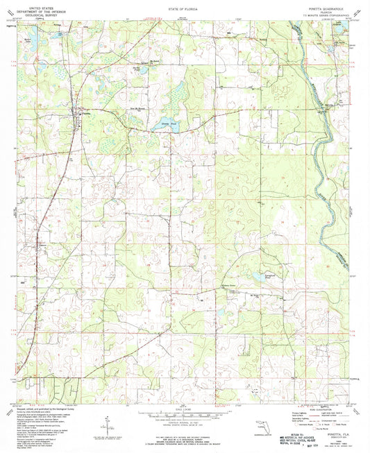 Classic USGS Pinetta Florida 7.5'x7.5' Topo Map Image