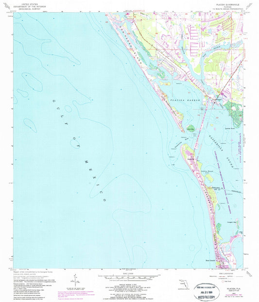 Classic USGS Placida Florida 7.5'x7.5' Topo Map Image
