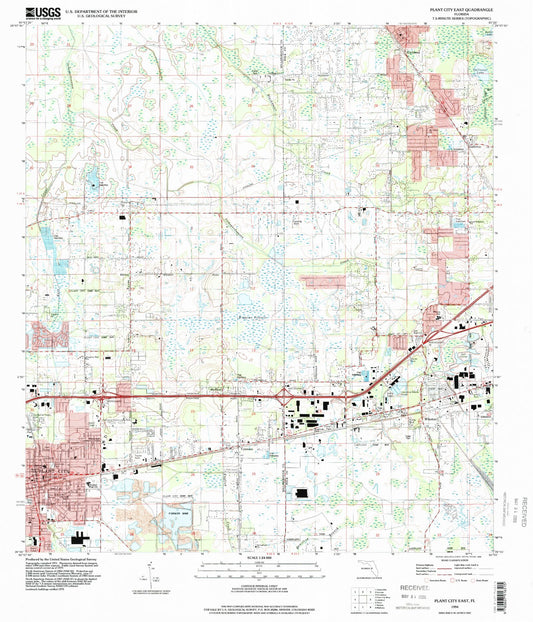 Classic USGS Plant City East Florida 7.5'x7.5' Topo Map Image