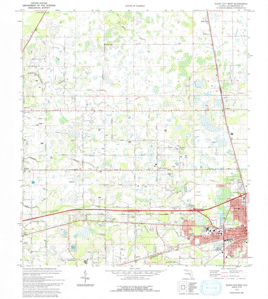 Classic USGS Plant City West Florida 7.5'x7.5' Topo Map Image