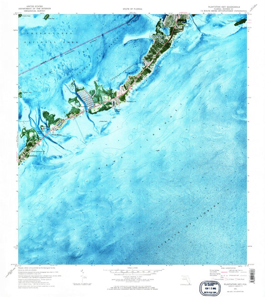 Classic USGS Plantation Key Florida 7.5'x7.5' Topo Map Image
