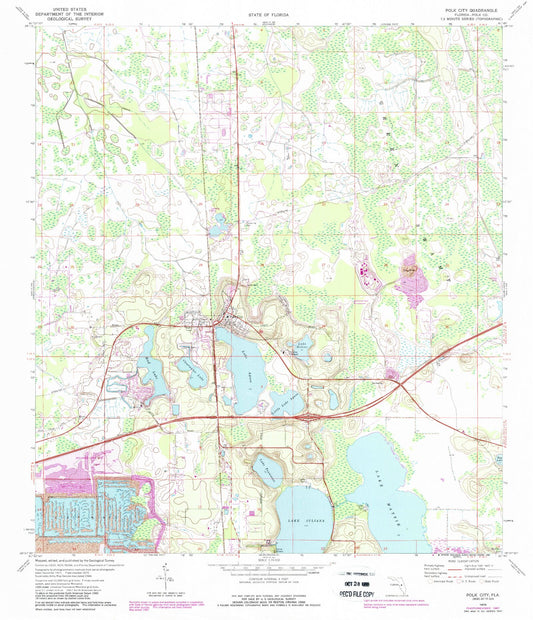 Classic USGS Polk City Florida 7.5'x7.5' Topo Map Image