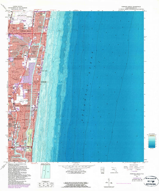 Classic USGS Pompano Beach Florida 7.5'x7.5' Topo Map Image