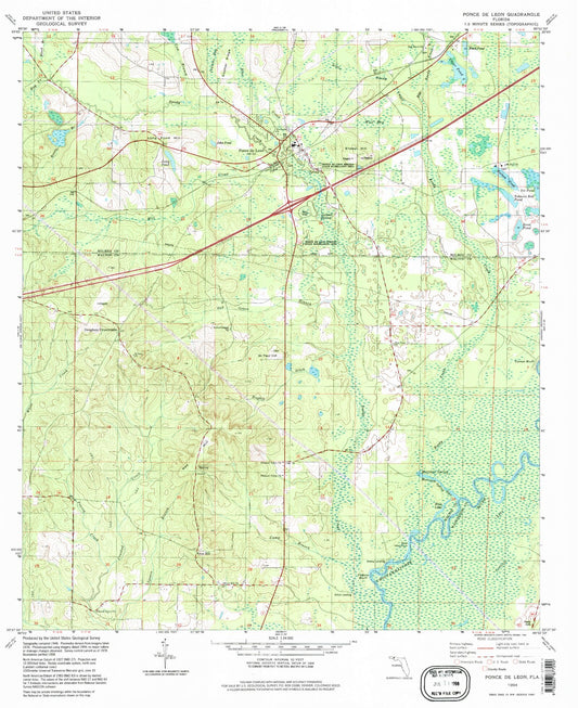 Classic USGS Ponce de Leon Florida 7.5'x7.5' Topo Map Image
