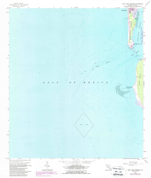 Classic USGS Port Boca Grande Florida 7.5'x7.5' Topo Map Image