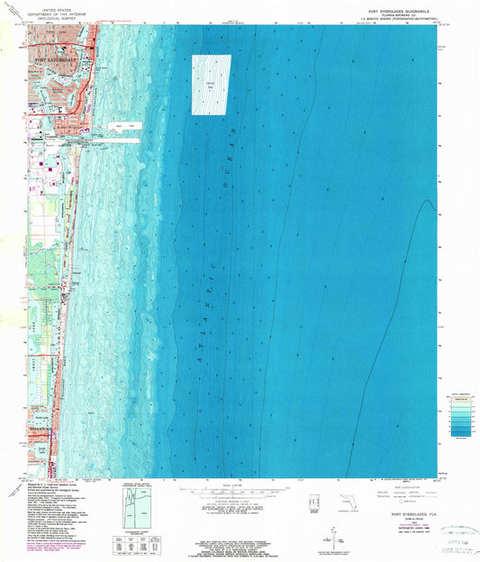 Classic USGS Port Everglades Florida 7.5'x7.5' Topo Map Image
