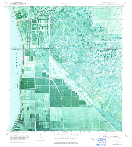 Classic USGS Port Mayaca Florida 7.5'x7.5' Topo Map Image