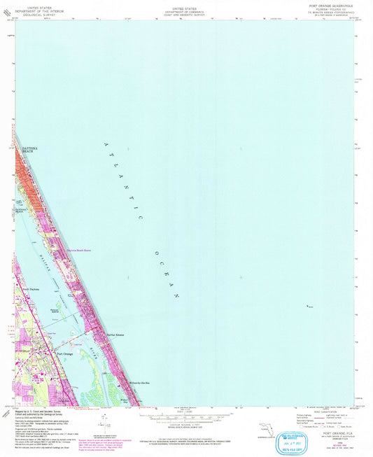 Classic USGS Port Orange Florida 7.5'x7.5' Topo Map Image