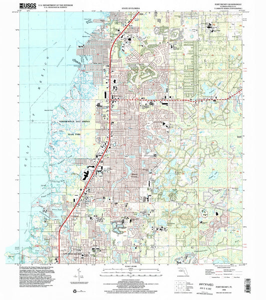 Classic USGS Port Richey Florida 7.5'x7.5' Topo Map Image