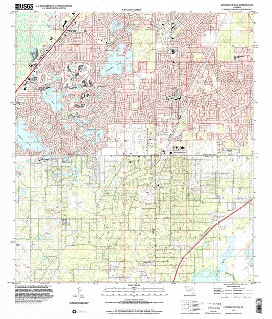 Classic USGS Port Richey NE Florida 7.5'x7.5' Topo Map Image