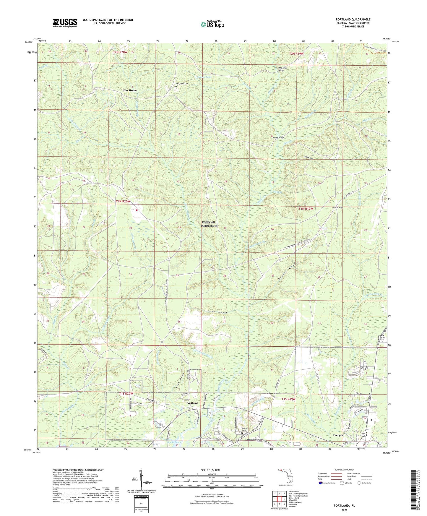 Portland Florida US Topo Map Image