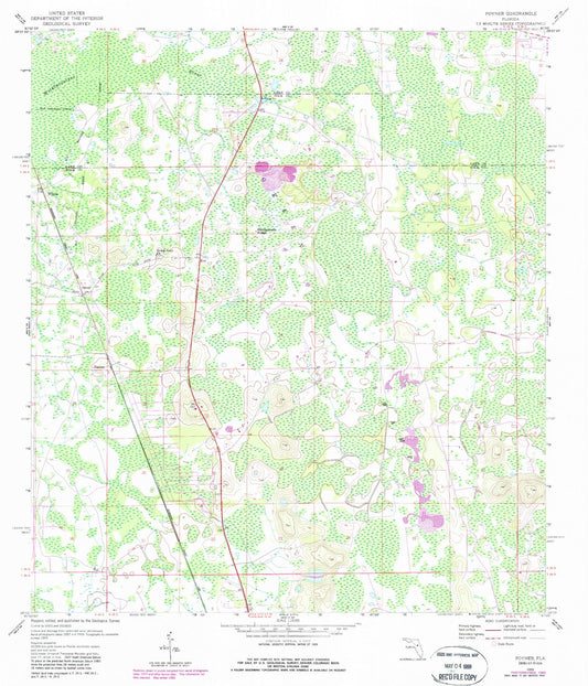 Classic USGS Poyner Florida 7.5'x7.5' Topo Map Image
