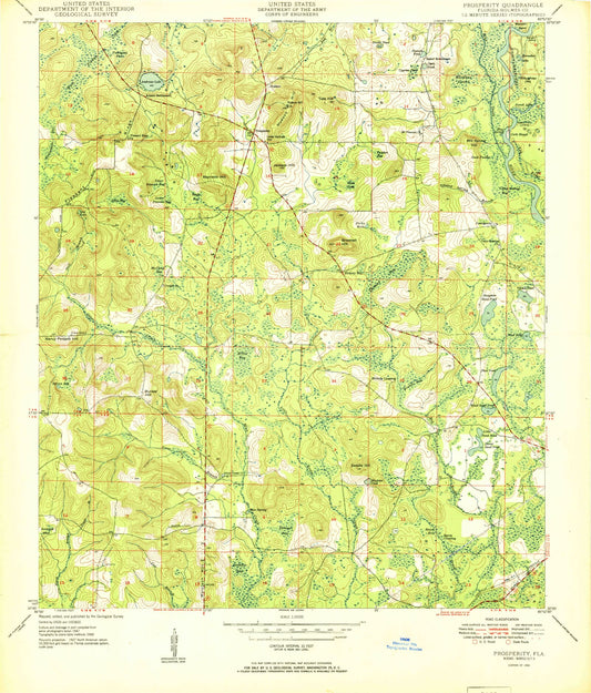 Classic USGS Prosperity Florida 7.5'x7.5' Topo Map Image