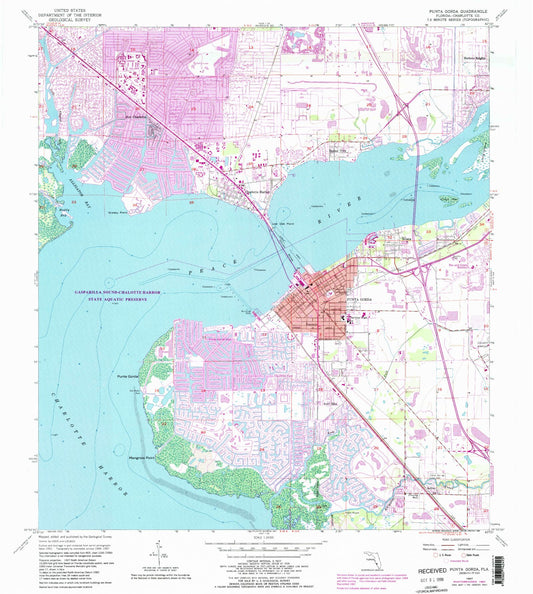 Classic USGS Punta Gorda Florida 7.5'x7.5' Topo Map Image